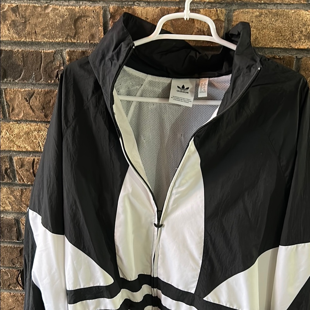 Adidas Black and White Windbreaker Jacket